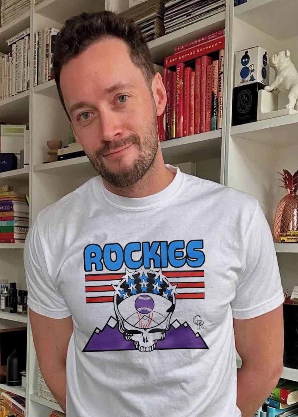 CR Rockies Skull Grateful Dead Baseball T-Shirt