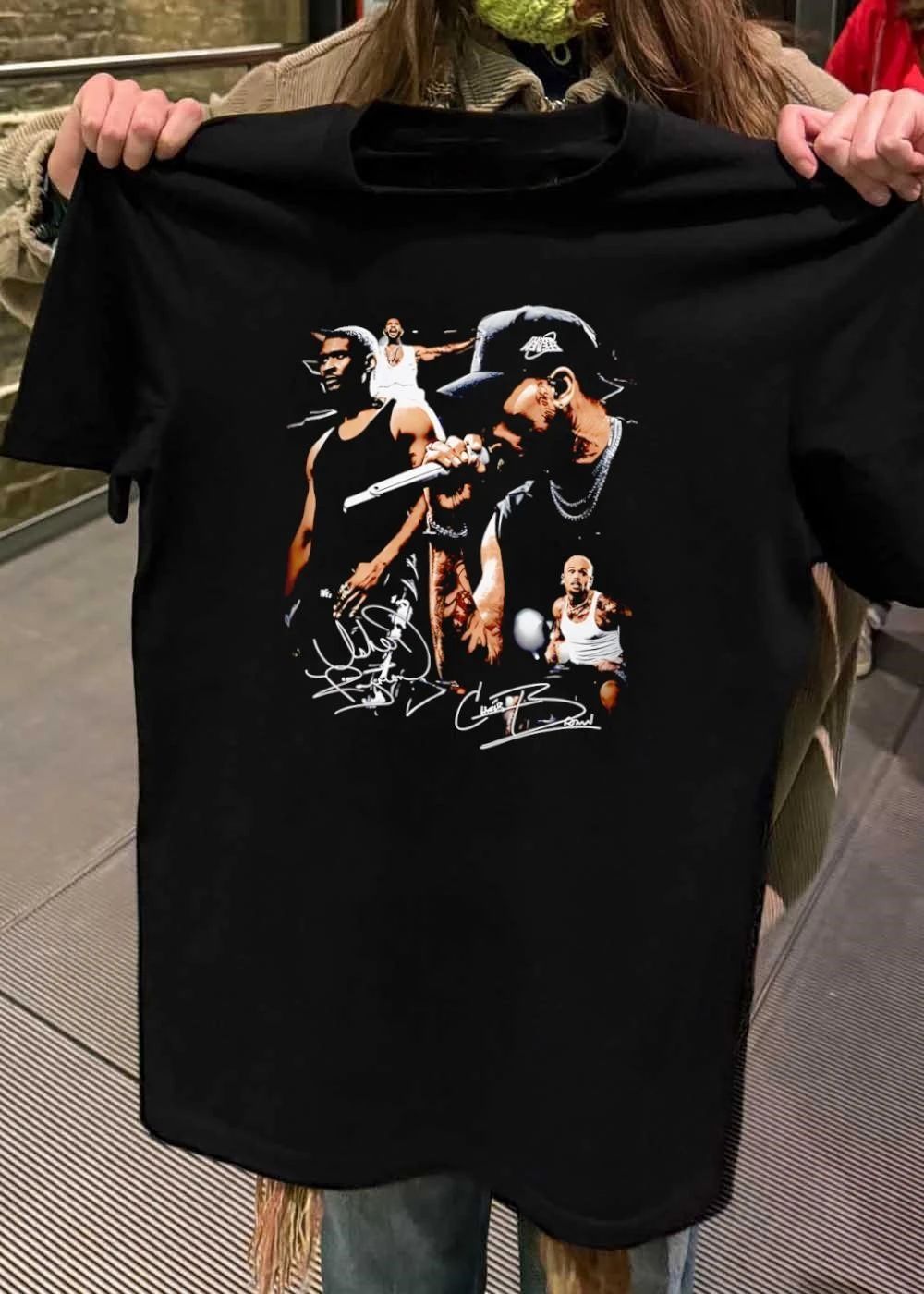 Usher and Chris Brown Singing Concert Posters Signature Music T-Shirt