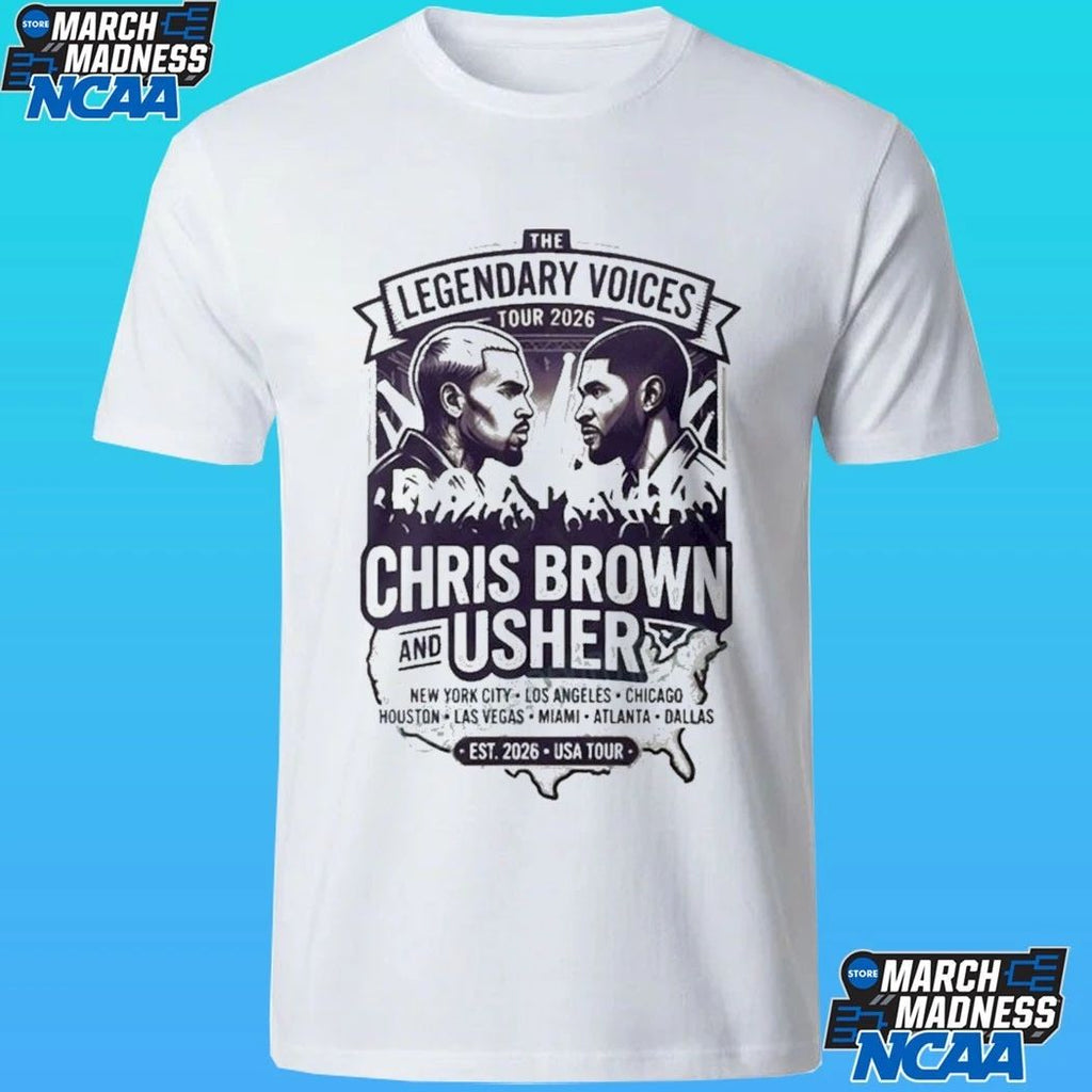 Chris Brown And Usher The Legendary Voices Tour 2026 New York City Los Angeles Chicago Houston Las Vegas Miami Atlanta Dallas Est 2026 Usa Tour Shirt