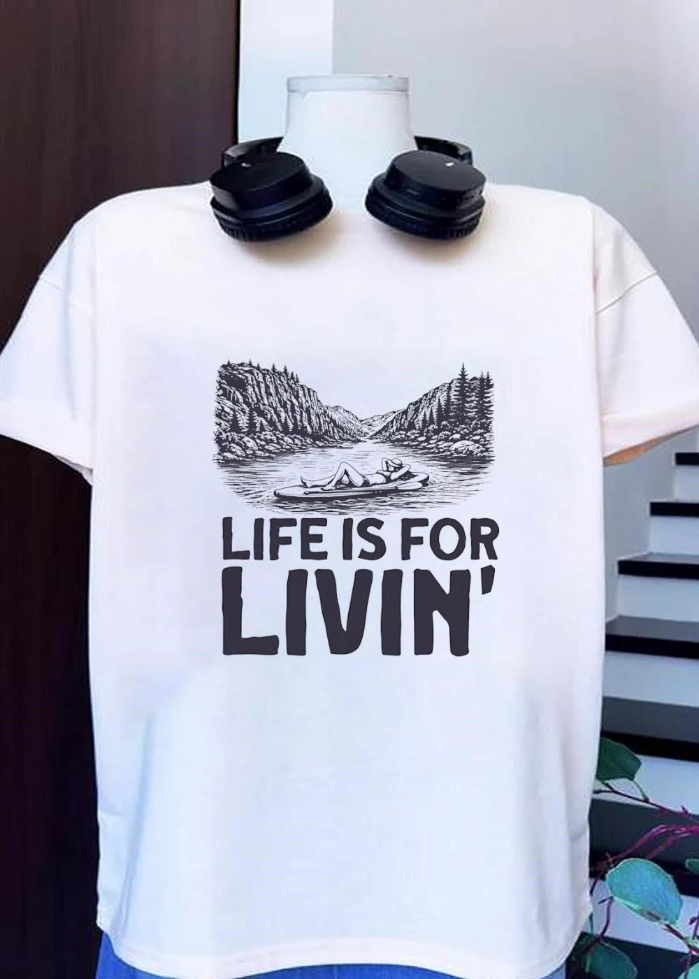 Nature Enthusiast Resting on Paddle Board Life is for Livin shirt