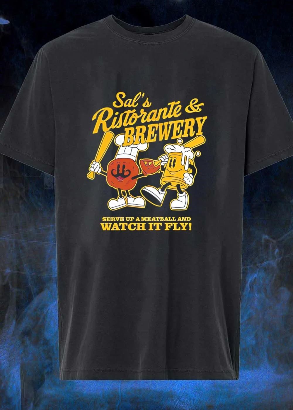 Baseball Sal’s Ristorante Brewery serve up a Meatball and watch it fly shirt