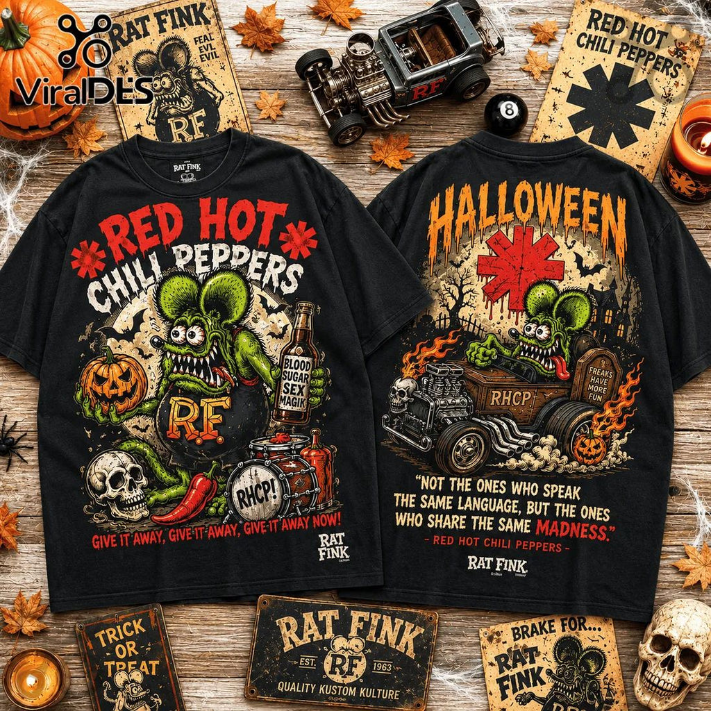 Red Hot Chili Peppers x Rat Fink Halloween Mascot T-Shirt
