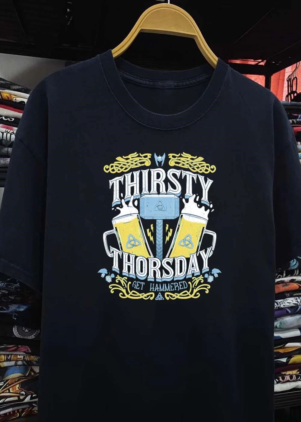 Get Hammered Thirsty Thorsday Thor Mjolnir Beer T-Shirt