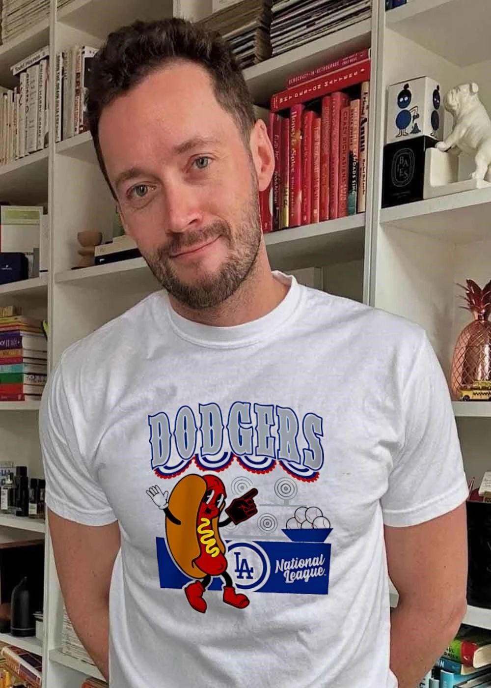Cartoon Hot Dog Los Angeles Dodgers National League DODGERS LA National League shirt