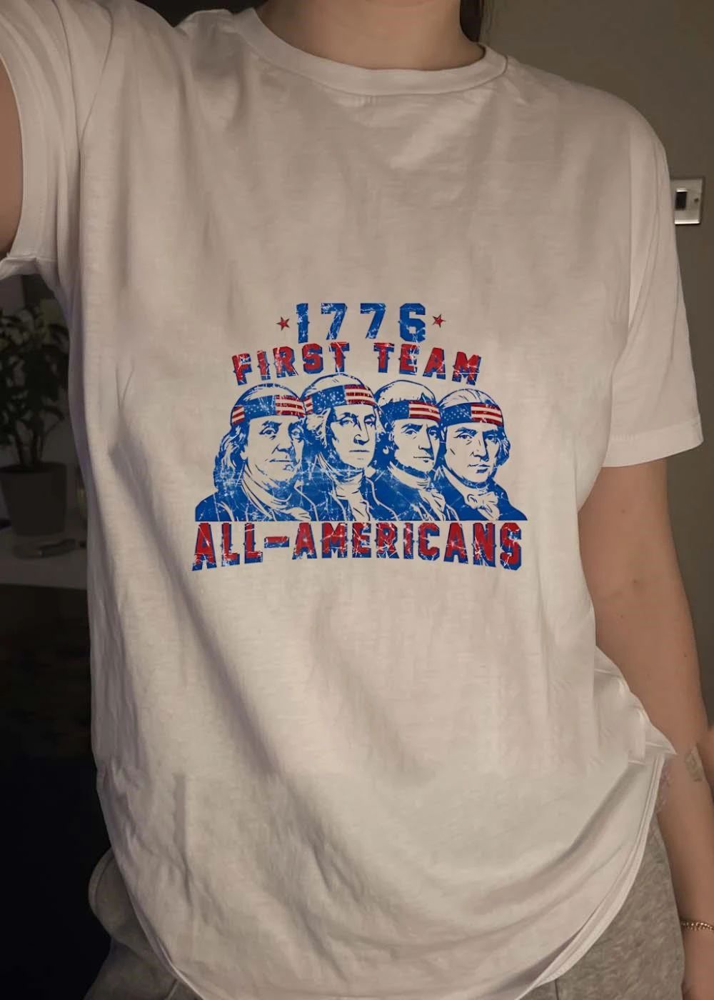 1776 First Team All-Americans Founding Fathers Patriotic T-Shirt