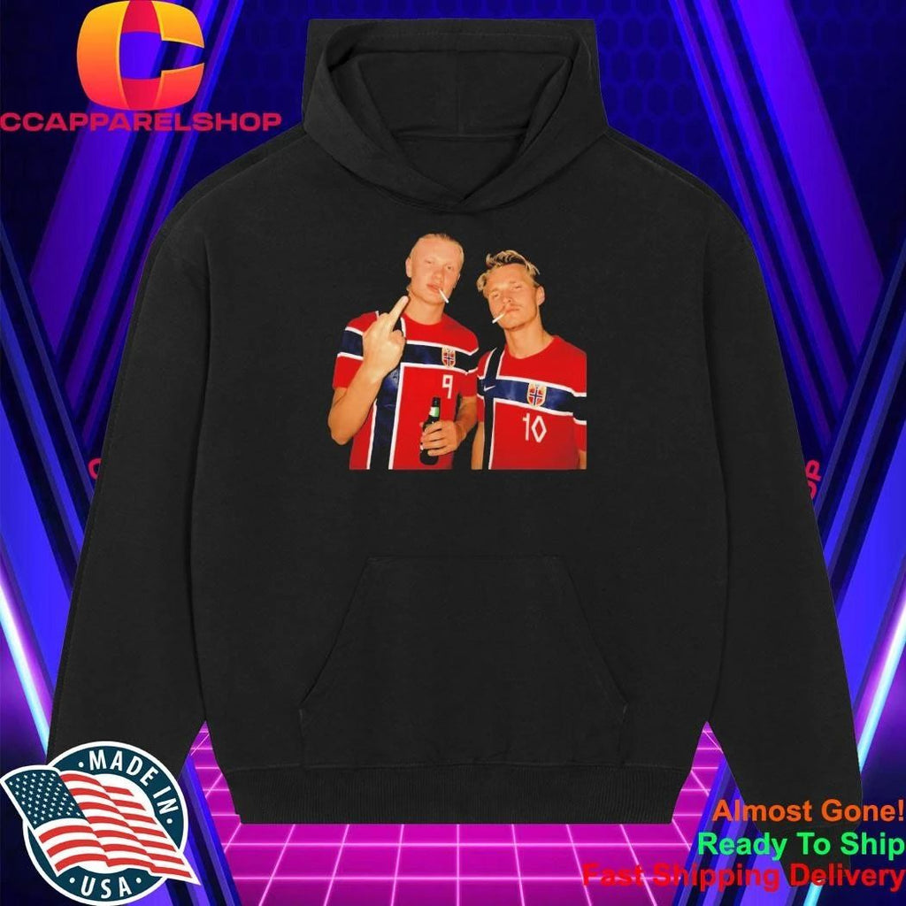Erling Haaland and Martin Odegaard Norway smoking middle finger shirt