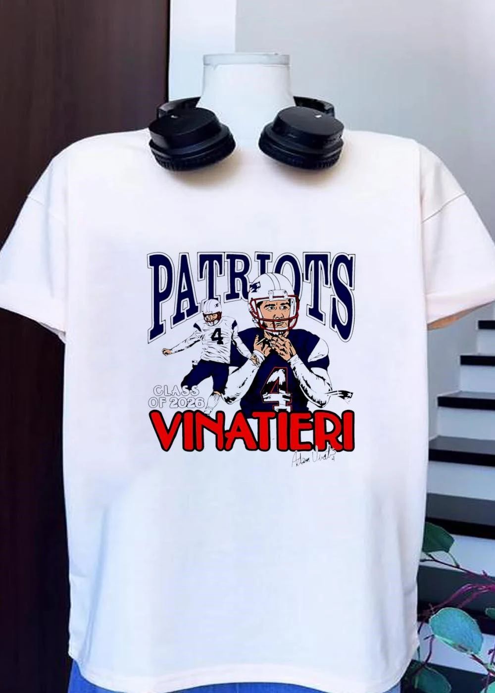 Adam Vinatieri 4 Signature Kicking Hall of Fame Class of 2026 Patriots T-Shirt