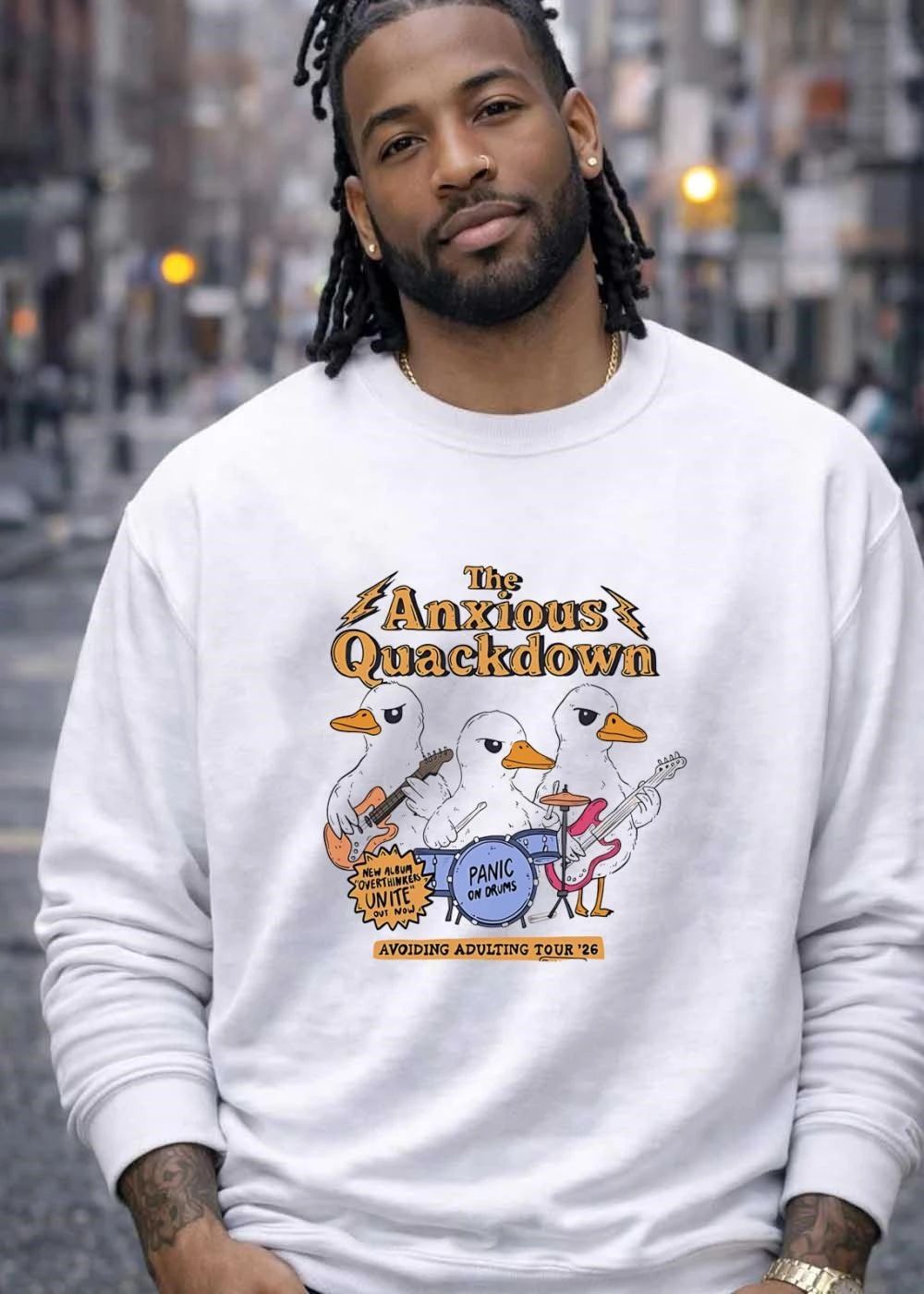 The Anxious Quackdown new album Overthinkers Unite out now Avoiding Adulting Tour 26 shirt