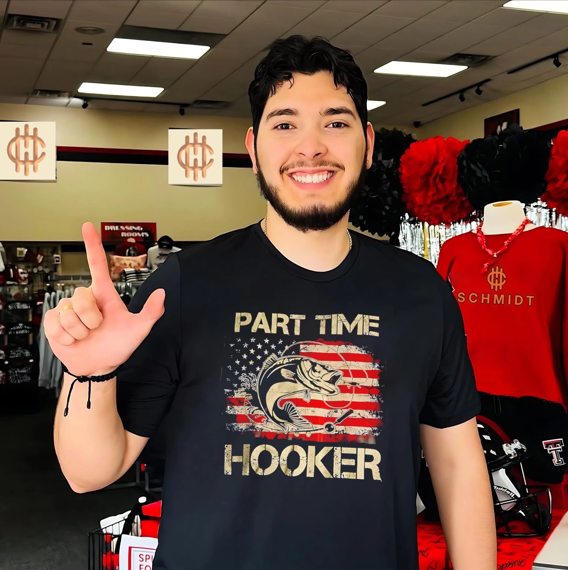 Part Time Hooker Fishing American Flag fisherman shirt