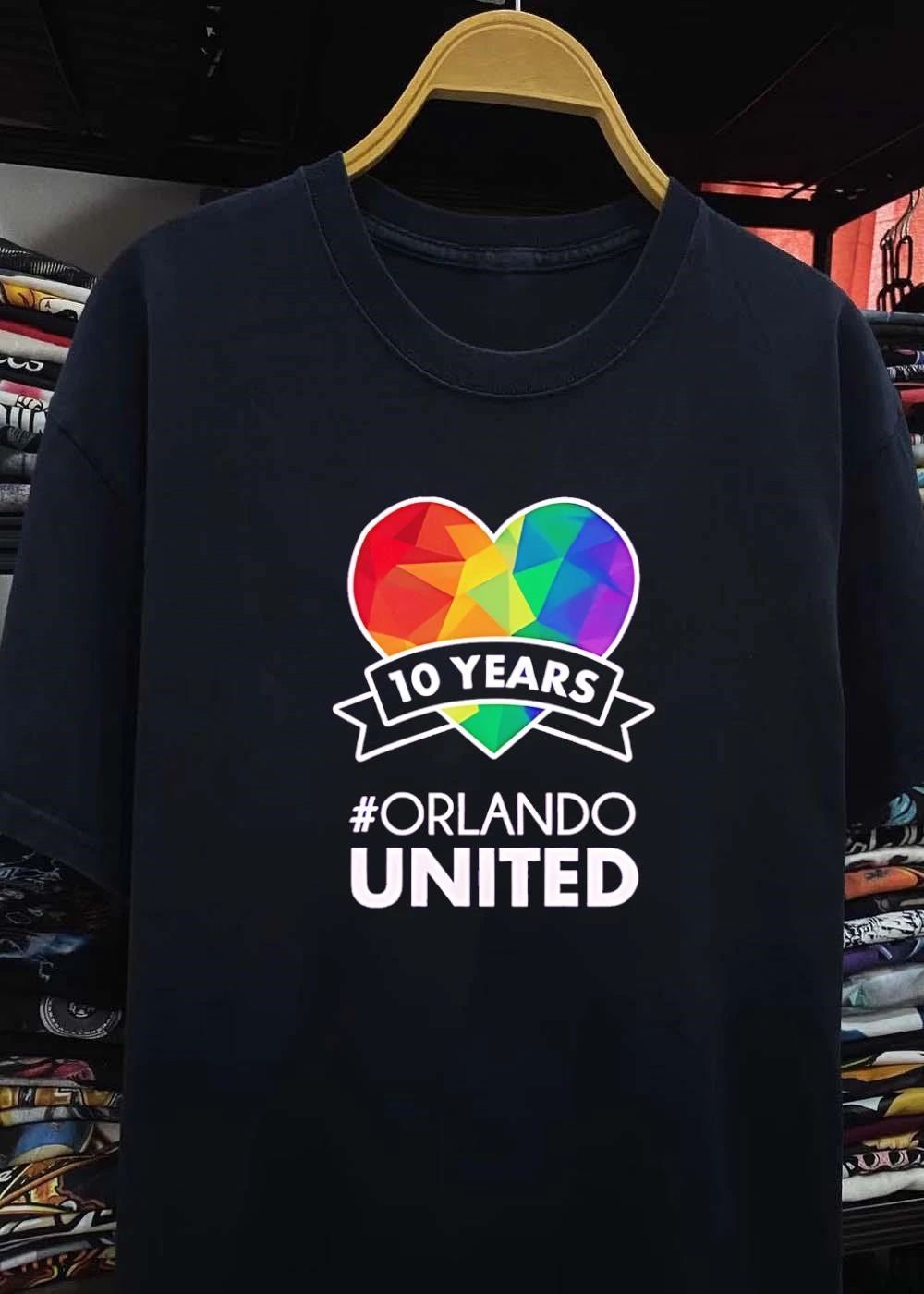 Orlando United 10 Years Rainbow Pride Heart Ribbon T-Shirt