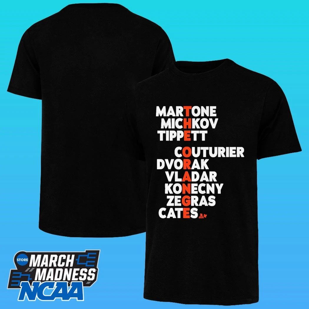 Philadelphia Hockey The Orange Names Martone Michkov Tippett Couturier Dvorak Vladar Konecny Zegras Cates Shirt