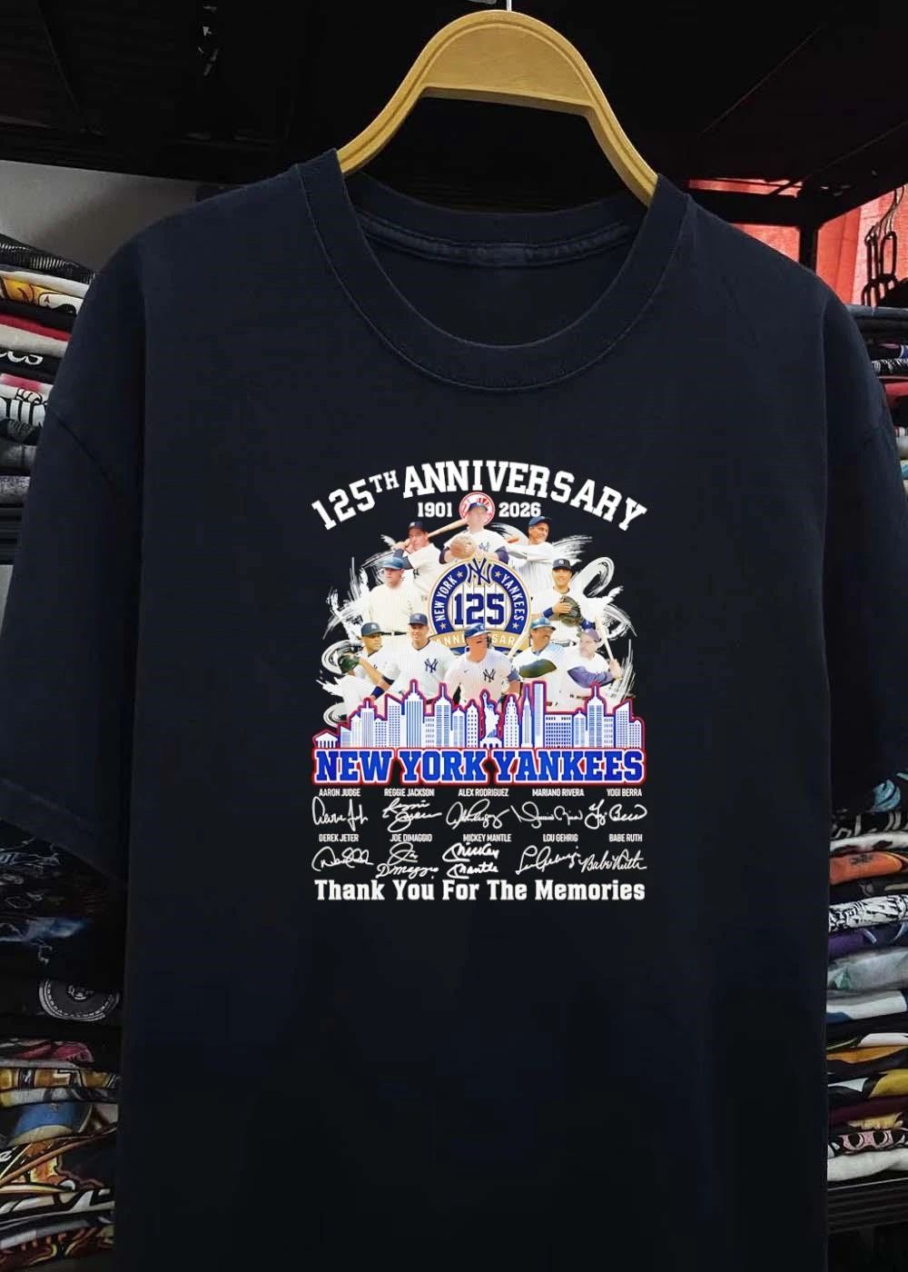 125th Anniversary 1901 2026 New York Yankees Legends Signatures Skyline shirt