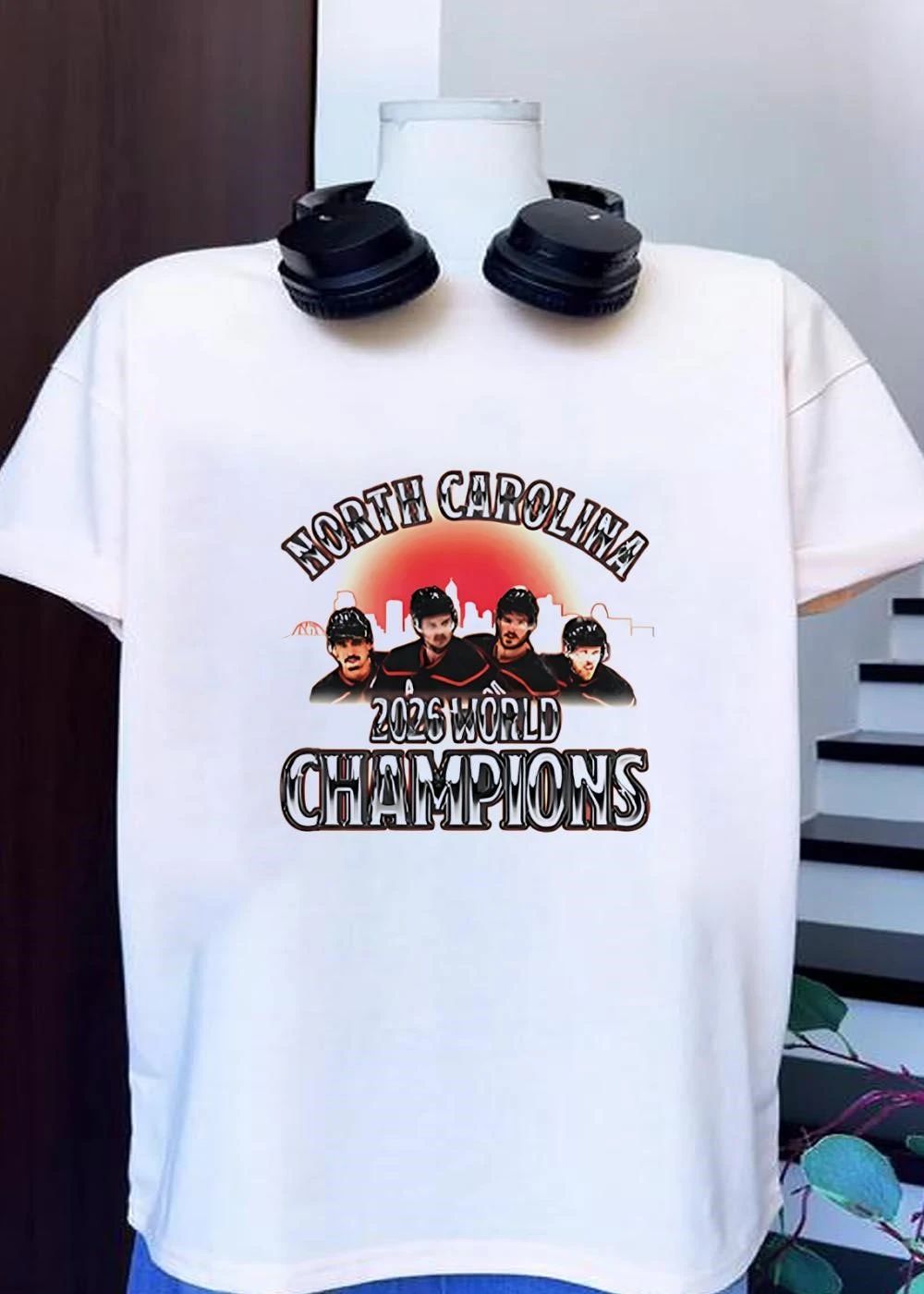 Retro North Carolina 2026 World Champions Hockey Players T-Shirt