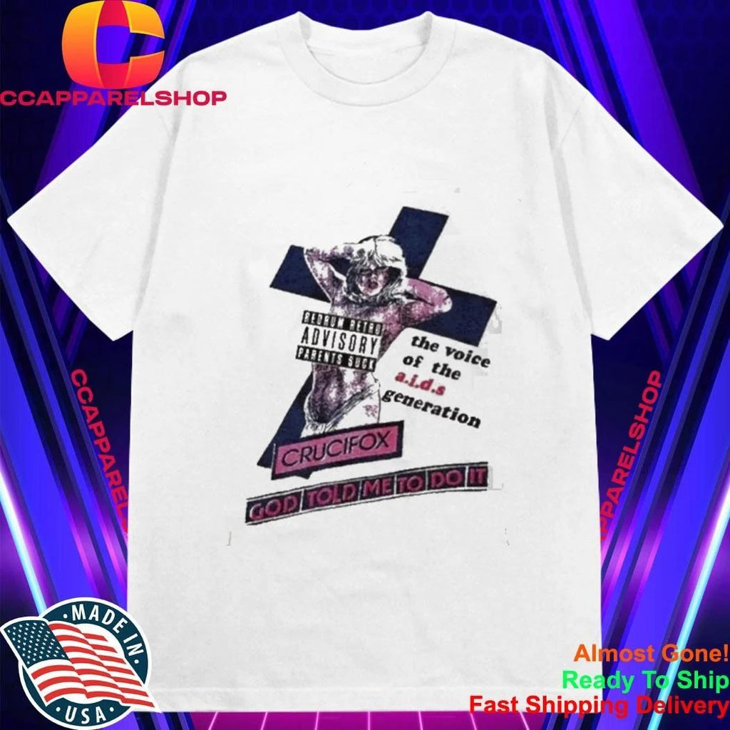 Crucifox Voice Of The AIDS Generation Redrum Retro Parental Advisory Parents Suck Shirt