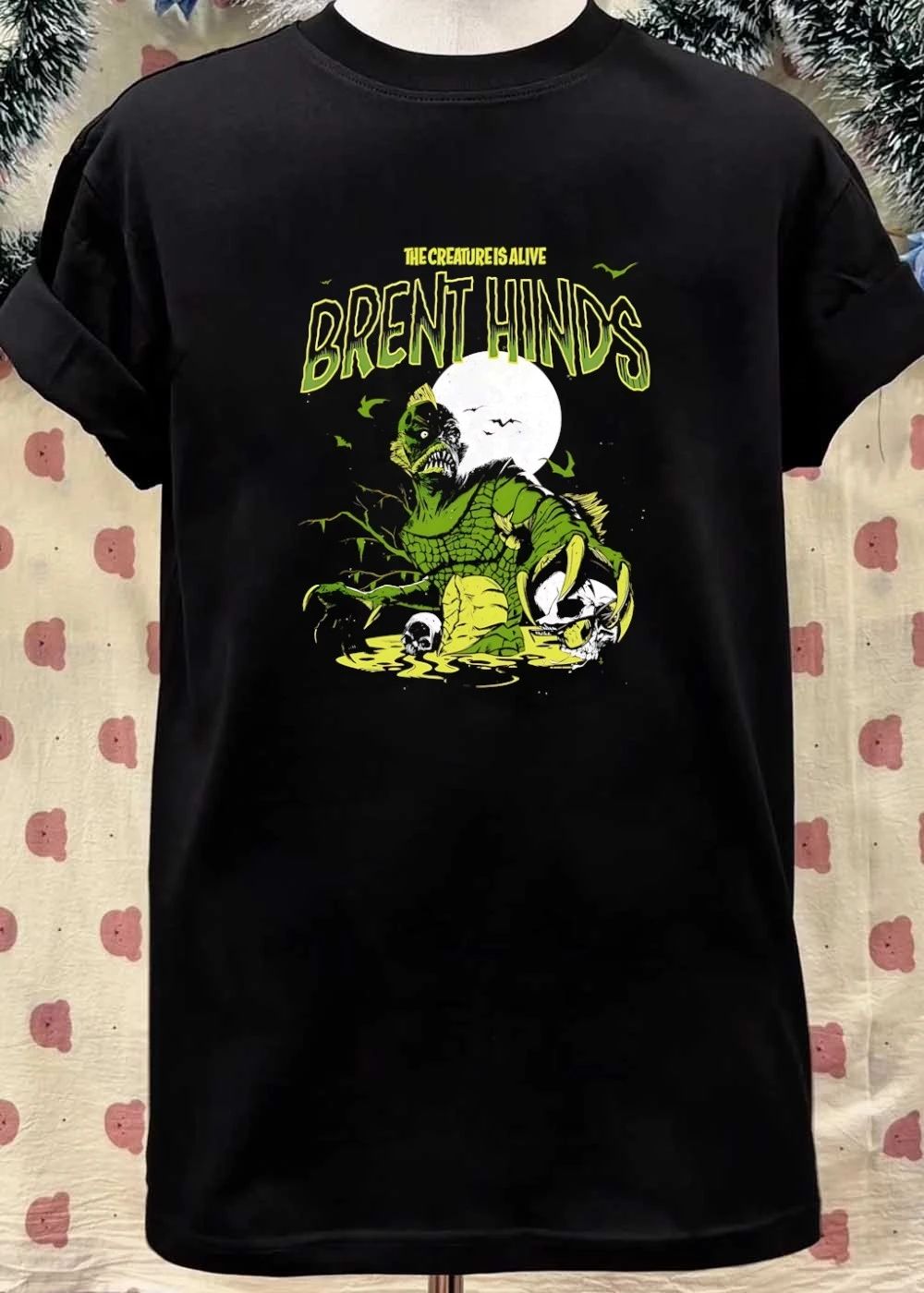 The Creature Is Alive Brent Hinds Swamp Monster Horror Skull T-Shirt