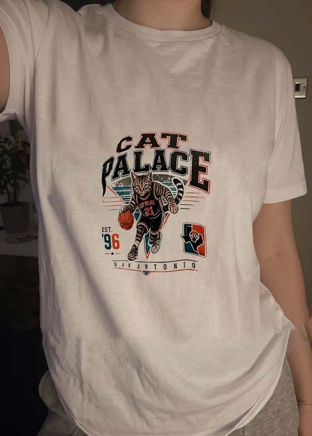 Est 96 Cat Palace San Antonio Basketball Player T-Shirt