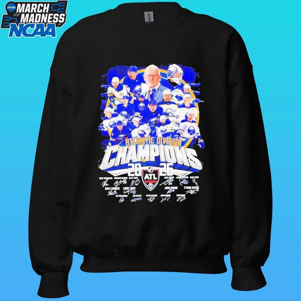 Buffalo Sabres Hockey Coach And Players Teams Atlantic Division Champions 2026 Signatures Shirt