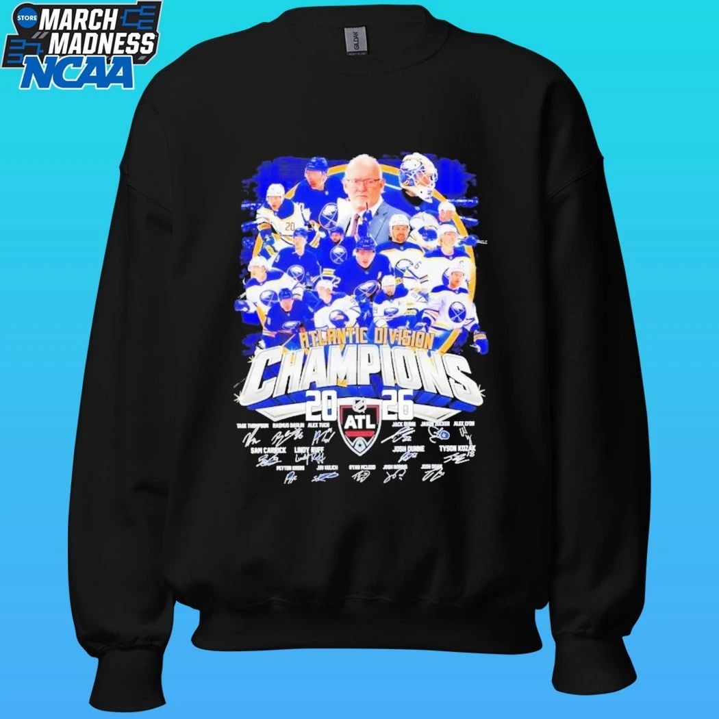 Buffalo Sabres Hockey Coach And Players Teams Atlantic Division Champions 2026 Signatures Shirt