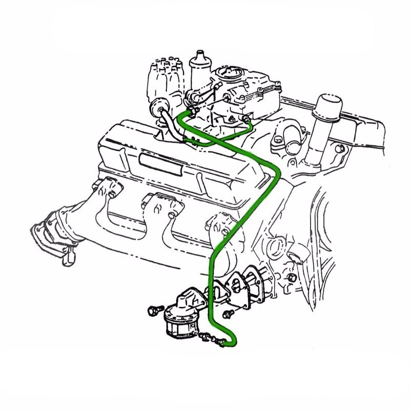 1955 Ford Sunliner/Fairlane/Crown Victoria/Customline/Mainline 272CID/187HP V8 4bbl Pump to Carb Line 1pc, Stainless