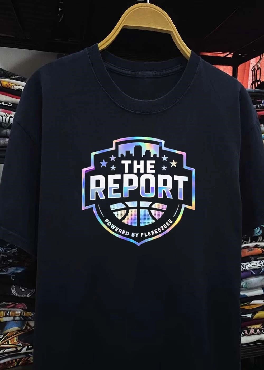 Powered by Fleeeeezeee The Report Basketball Logo T-Shirt