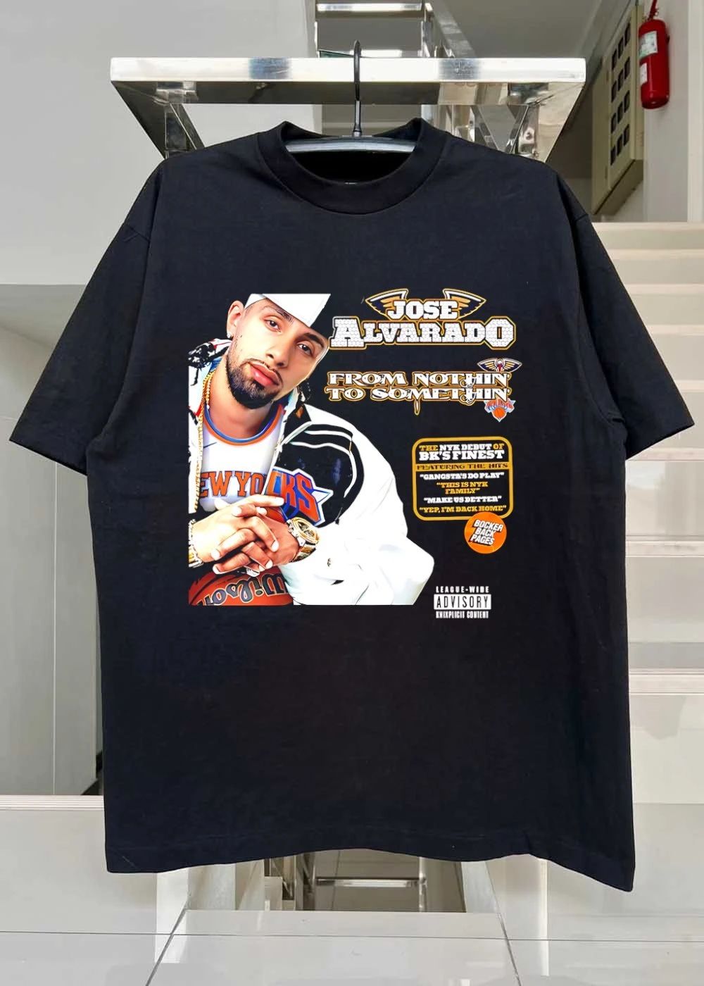 Jose Alvarado From Nothin to Somethin NYK Debut Shirt