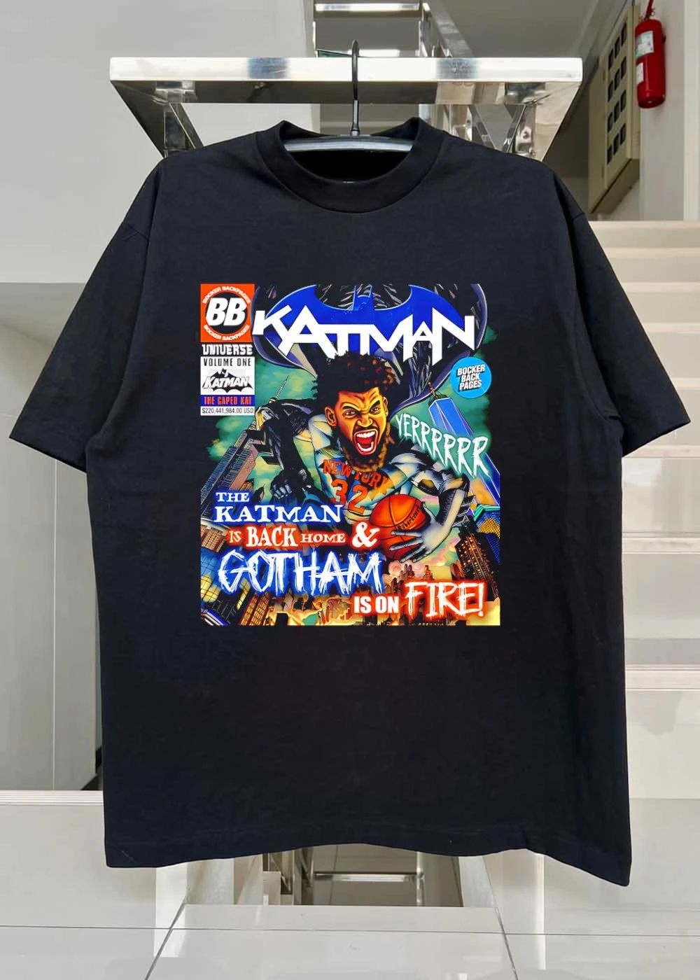 BB Katman The Caped Kat Is Back Home & Gotham Is On Fire NY Knicks T-Shirt