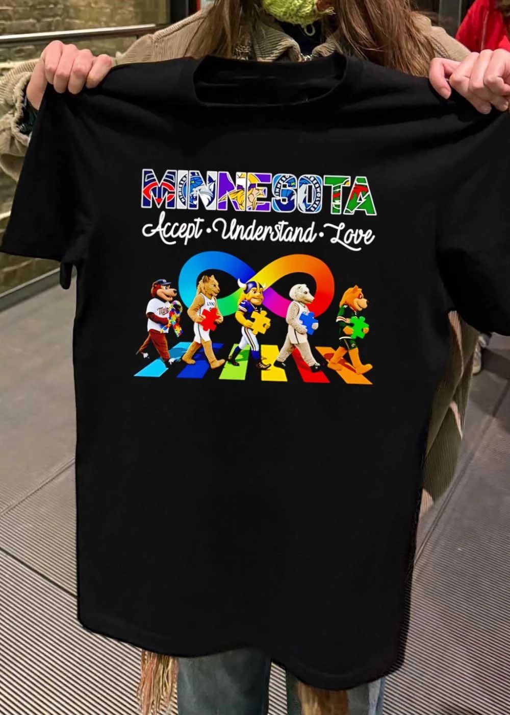 Minnesota Accept Understand Love Rainbow Infinity Sign Mascots Puzzles T-Shirt
