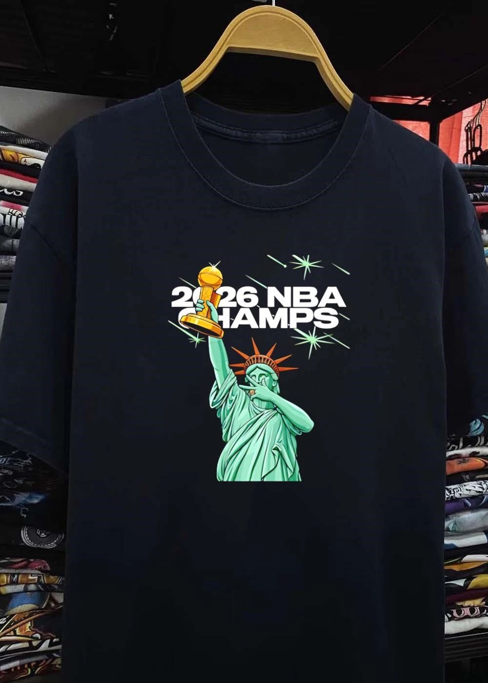 Statue of Liberty Celebrating 2026 NBA Champs T-Shirt