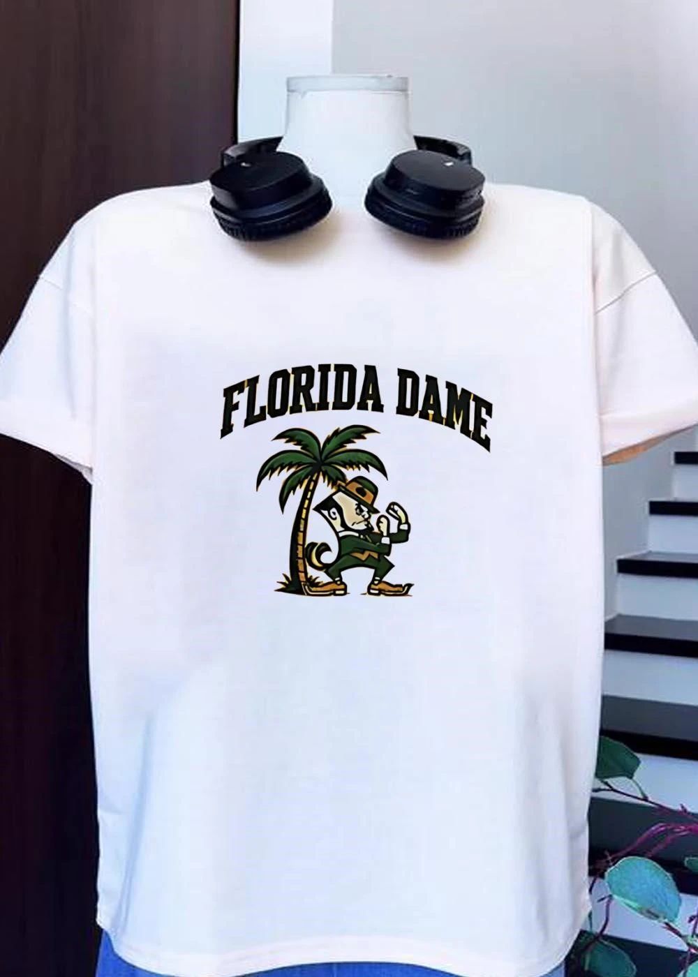 Florida Dame Fighting Irish Mascot under a Palm Tree shirt
