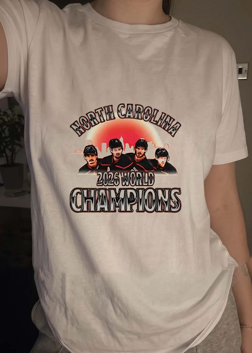 Retro North Carolina 2026 World Champions Hockey Players T-Shirt