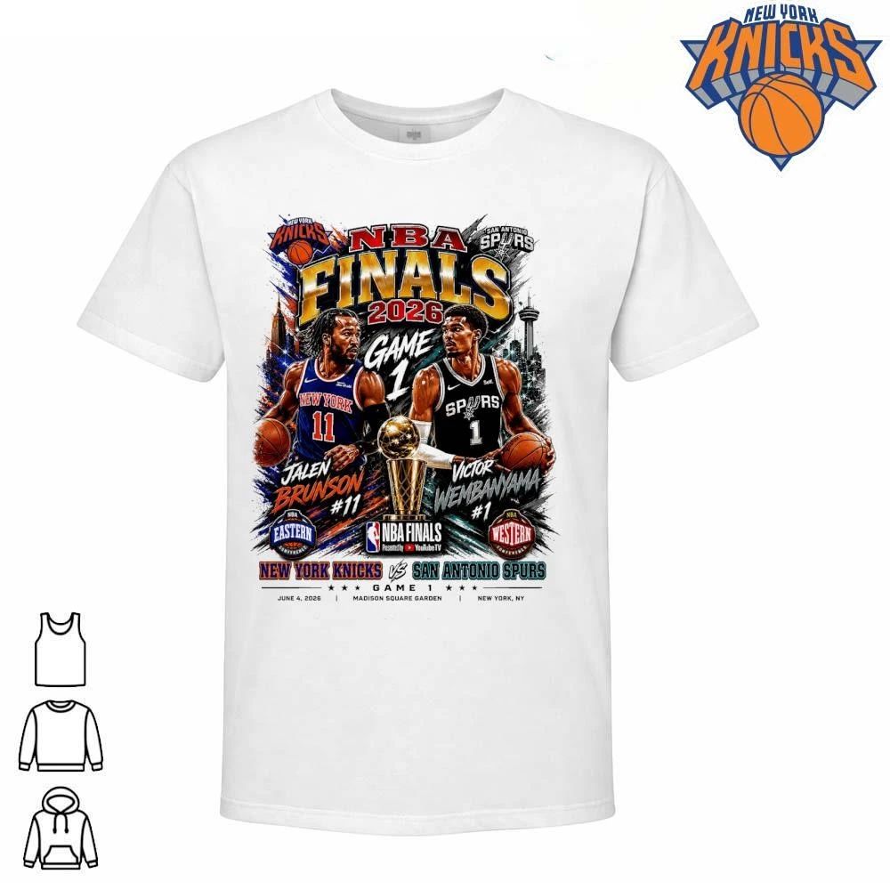 Jalen Brunson Victor Wembanyama Knicks Spurs NBA Finals 2026 Game 1 Vintage Style Shirt