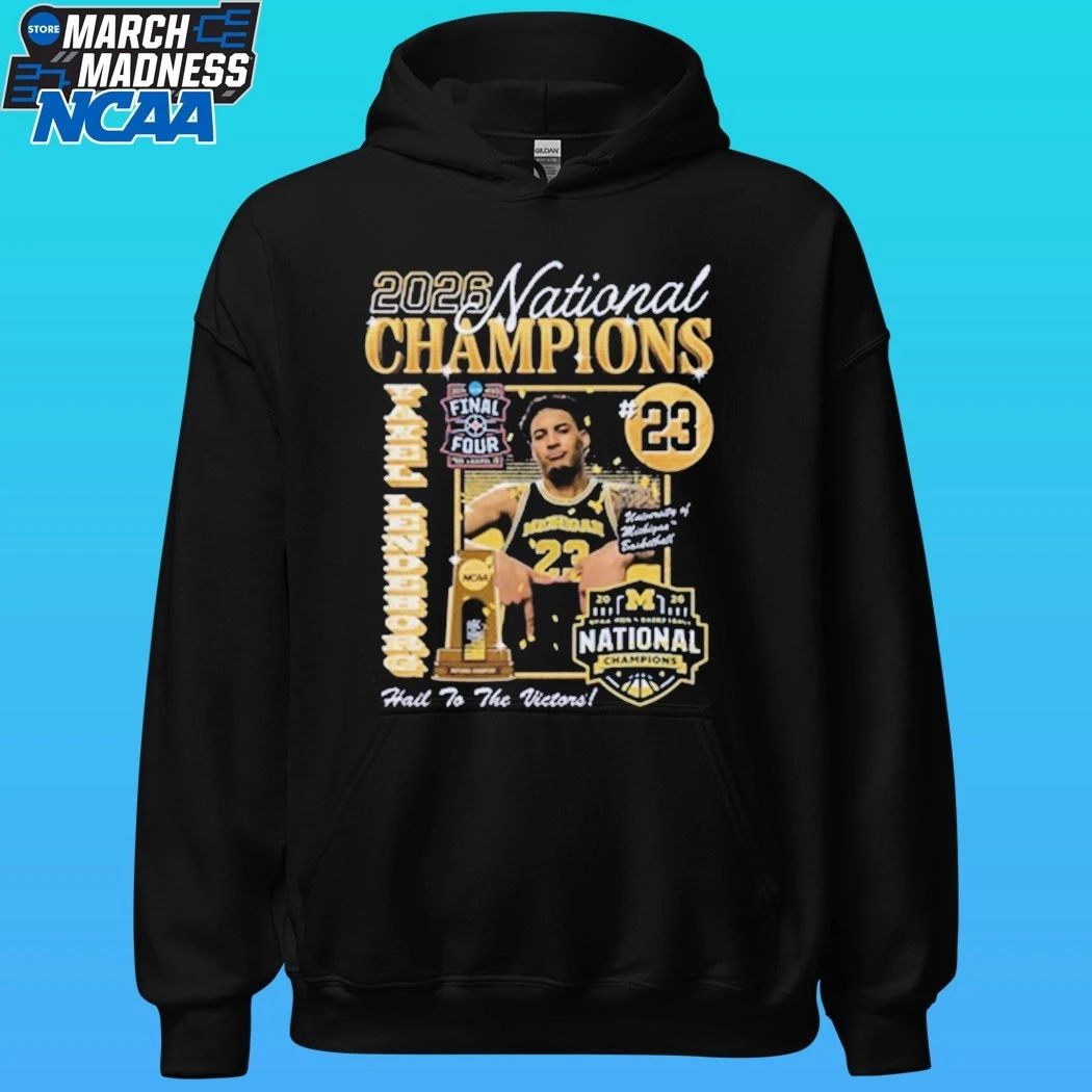 Michigan Wolverines Men’s Basketball Campus Ink 2026 National Champion #23 Yaxel Lendeborg Shirt