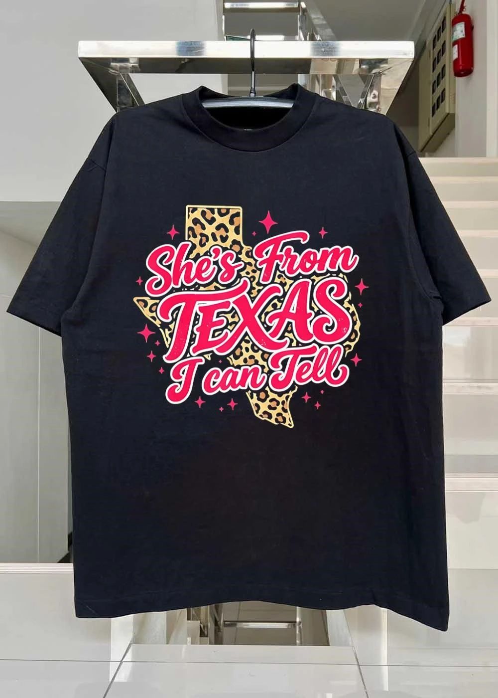 Leopard Print Western Women She’s From Texas I Can Tell T-Shirt
