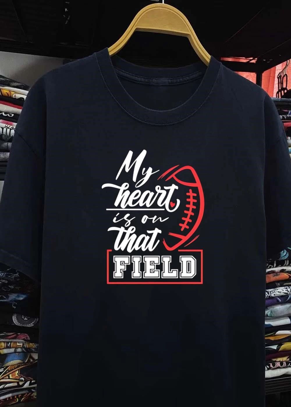 Football Mom Gift My Heart is on that Field Football shirt
