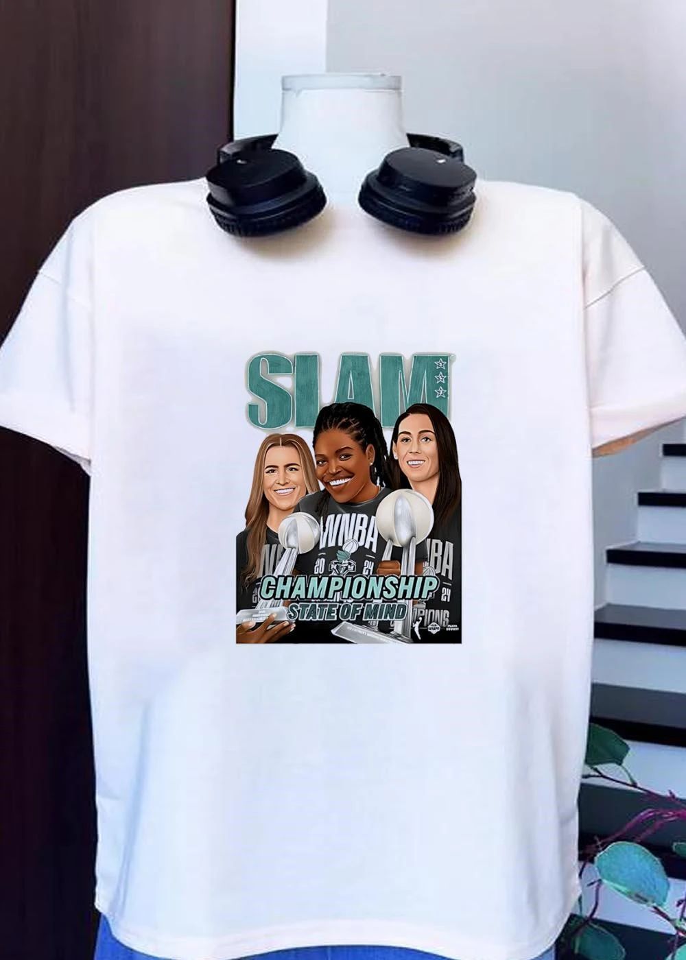 SLAM Magazine WNBA Players Holding Championship Trophy Championship State of Mind Las Vegas Aces T-Shirt