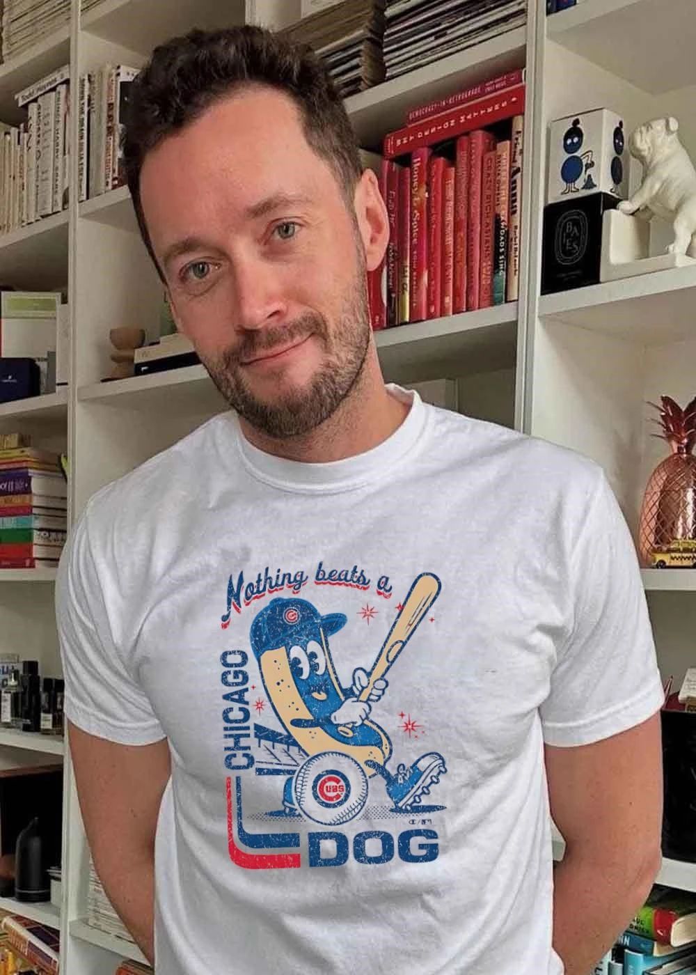 MLB Official Chicago Cubs Hot Dog Baseball Batter T-Shirt
