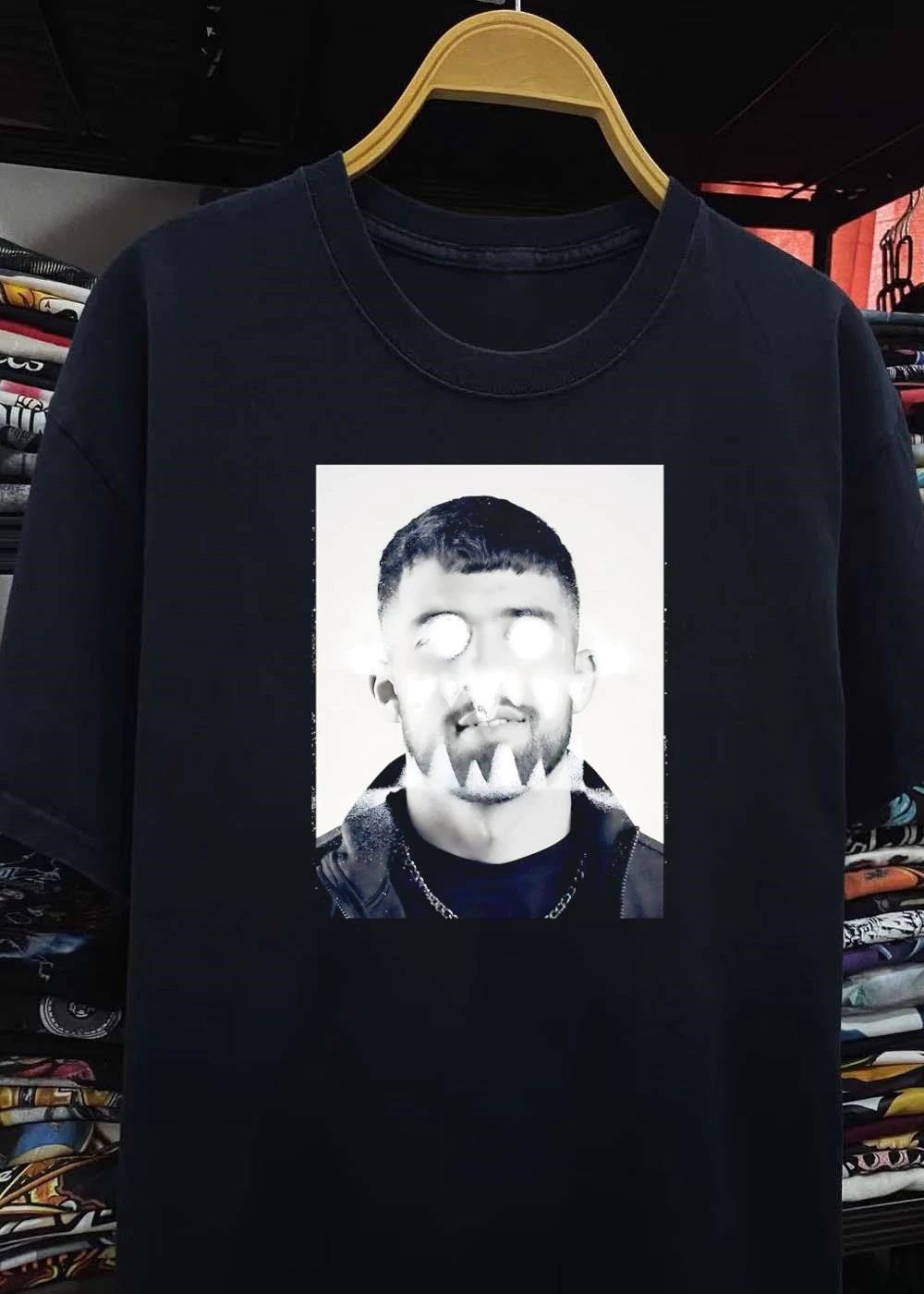 Portrait of Young Man with Glowing Eyes and Teeth Graphic T-Shirt