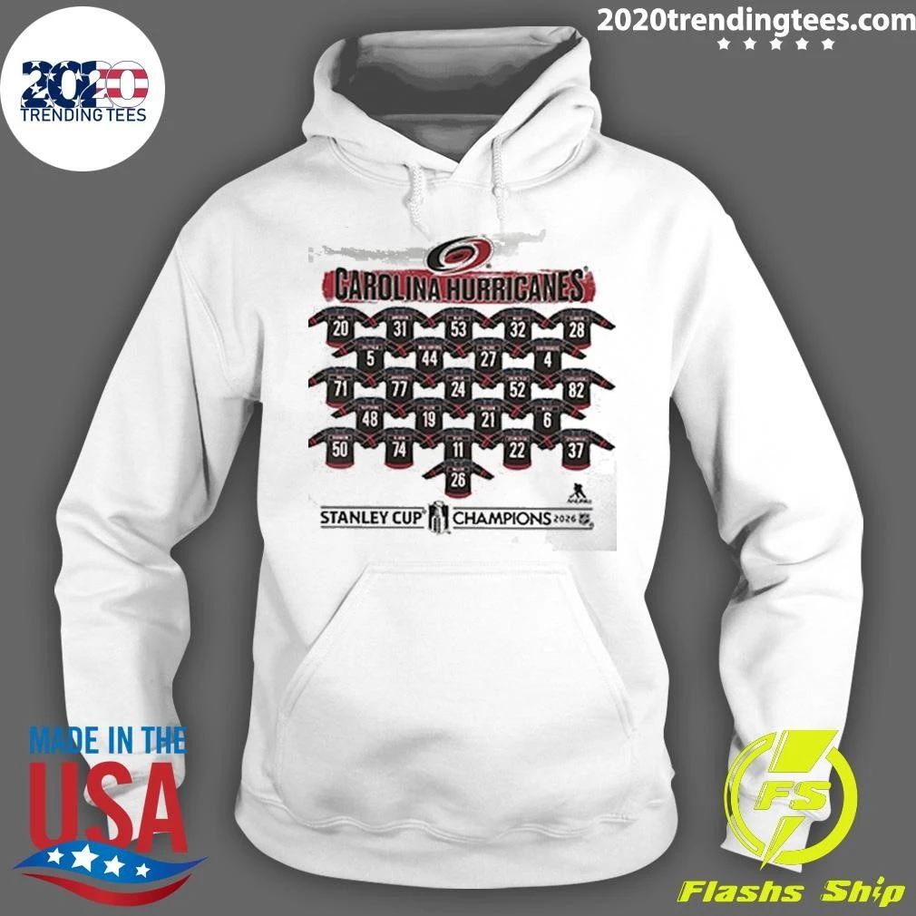 Carolina Hurricanes 2026 Stanley Cup Champions Roster V-neck 2 Sided Shirt