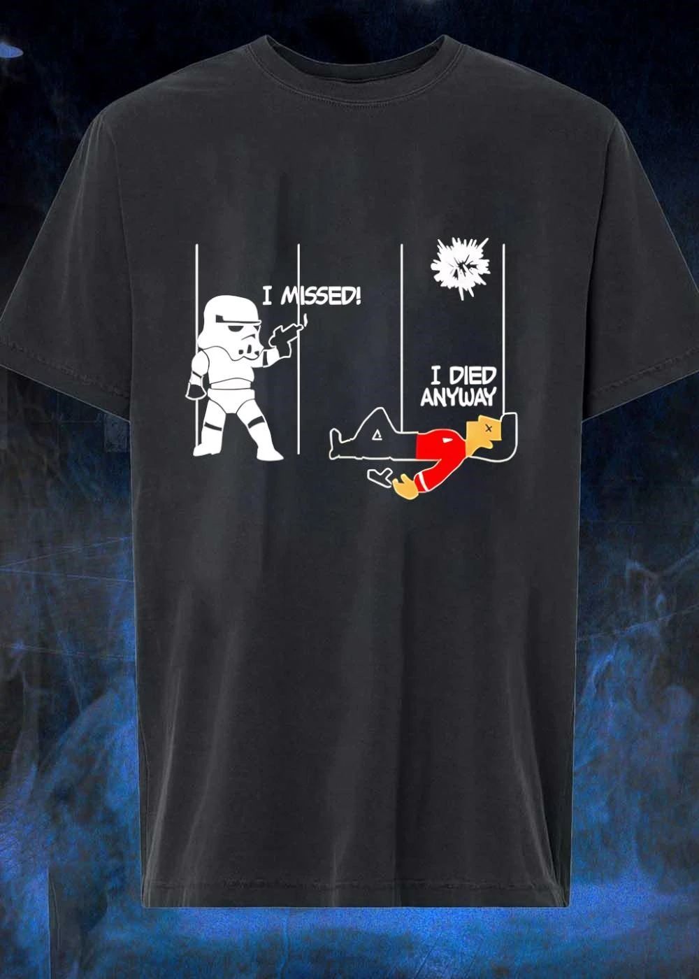 Stormtrooper and Redshirt in a fight I missed I died anyway shirt