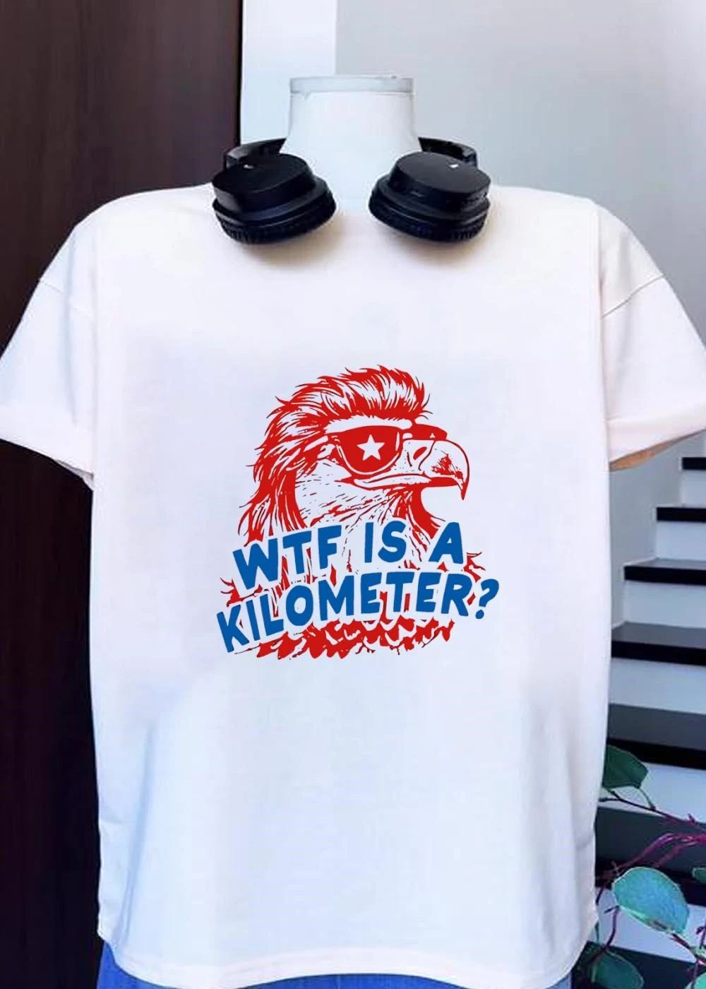 American Eagle Patriotic Apparel Wtf Is a Kilometer’ T-Shirt