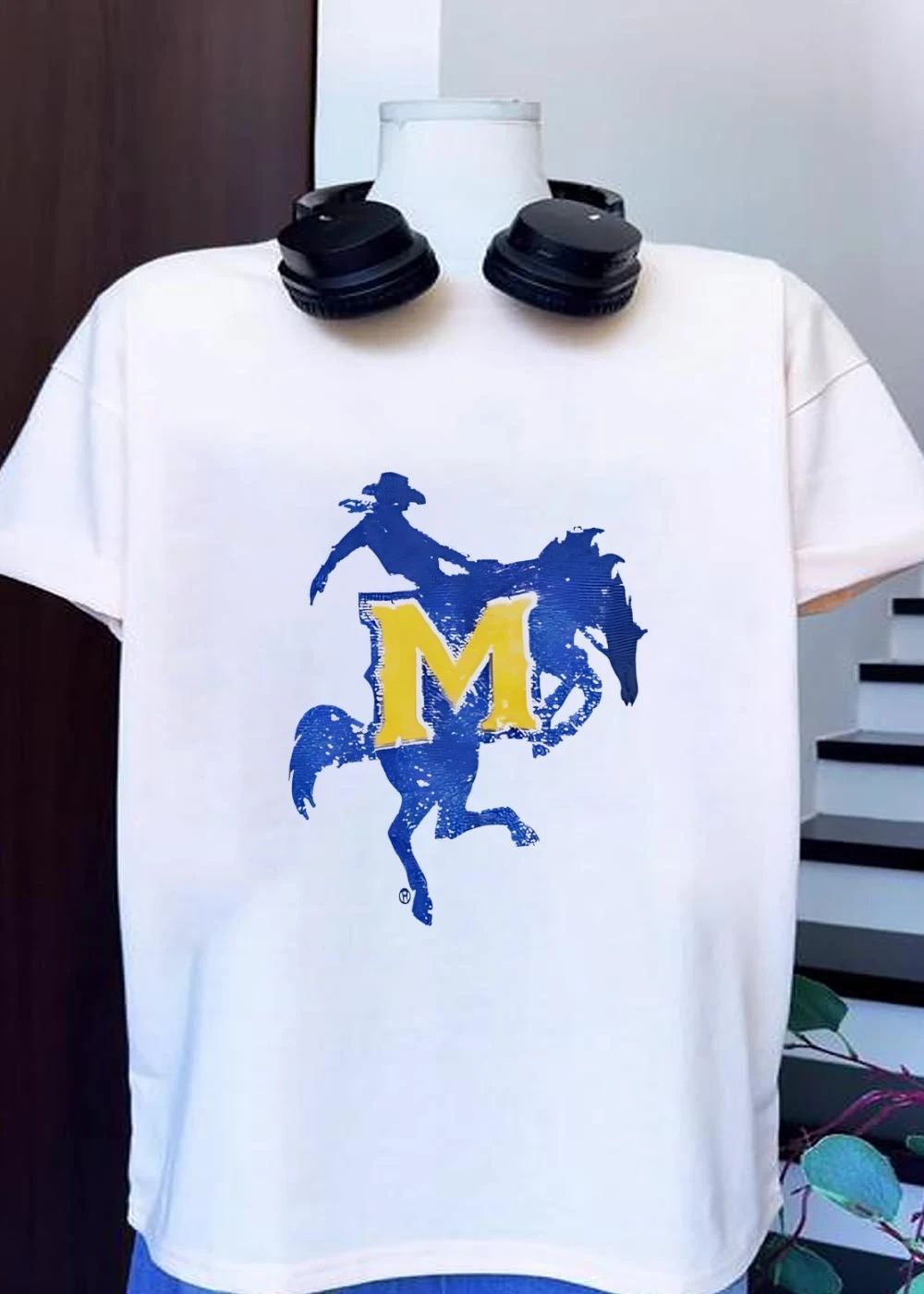 McNeese State University Cowboy Mascot M Letter Logo T-Shirt