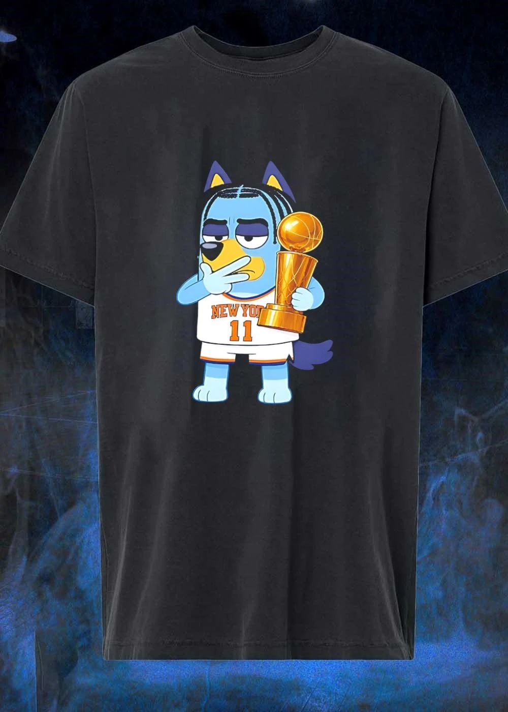 Bluey Cartoon Braids Holding Championship Trophy New York 11 T-Shirt