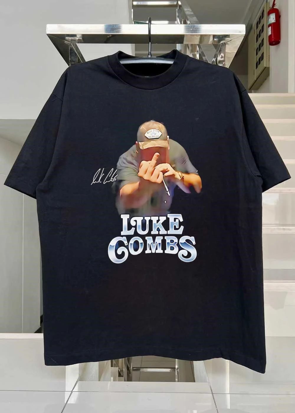 Luke Combs Signature Luke Combs Giving the Middle Finger T-Shirt