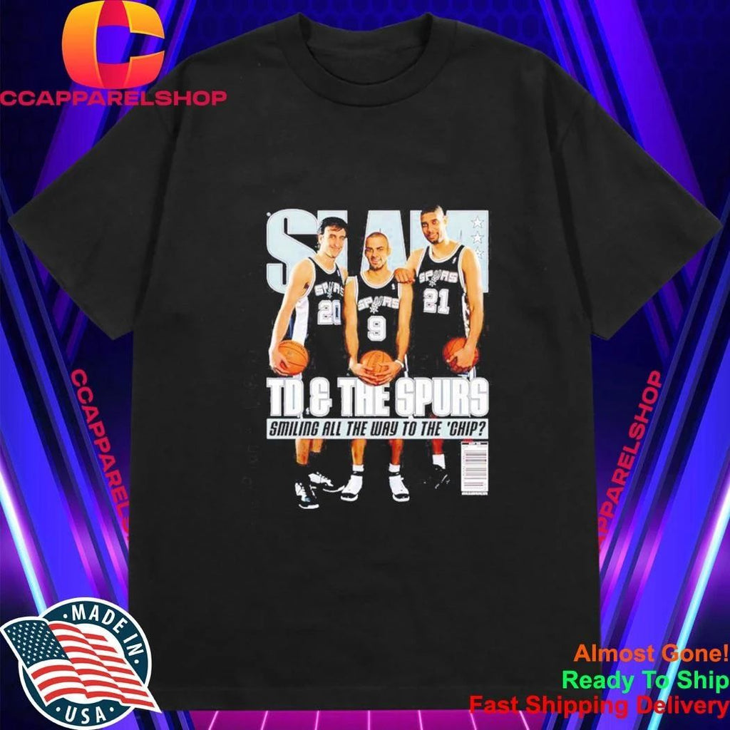 Tim Duncan Tony Parker Manu Ginobili San Antonio Spurs Smiling All The Way To The Chip Slam Shirt