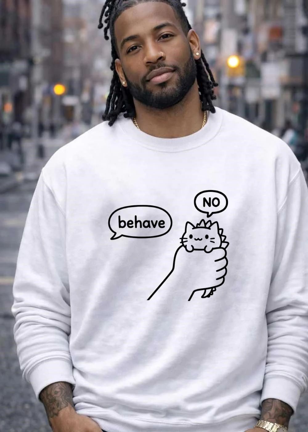 Behave No Hand Holding Cute Cat Dinosaur Tail Cartoon shirt