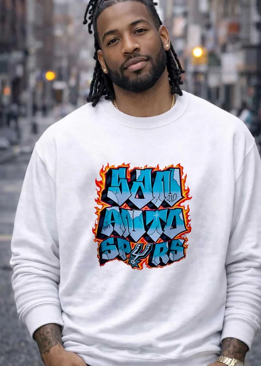 Amor 210 San Antonio Spurs Graffiti Flame T-Shirt