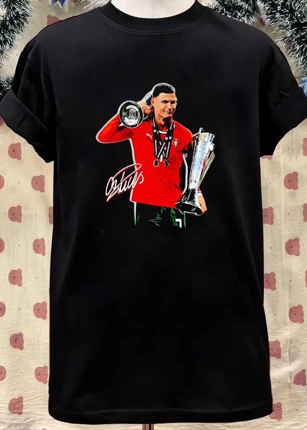 CR7 Cristiano Ronaldo Celebrating with UEFA Nations League Trophy Shirt