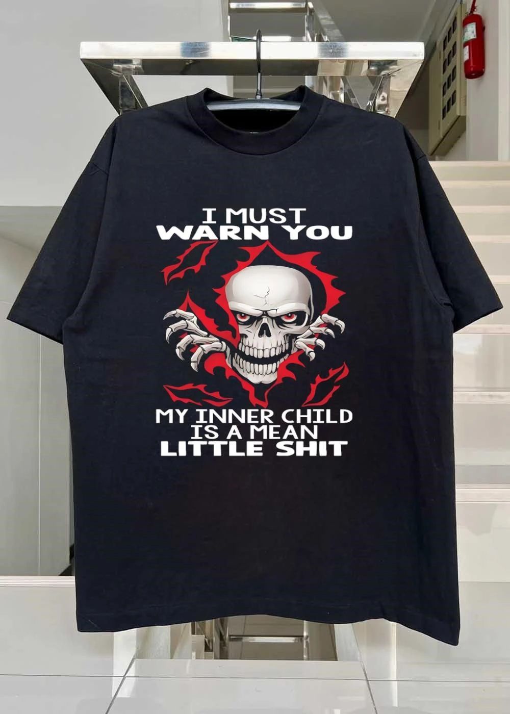 Mean Little Shit Skull Warning T-Shirt