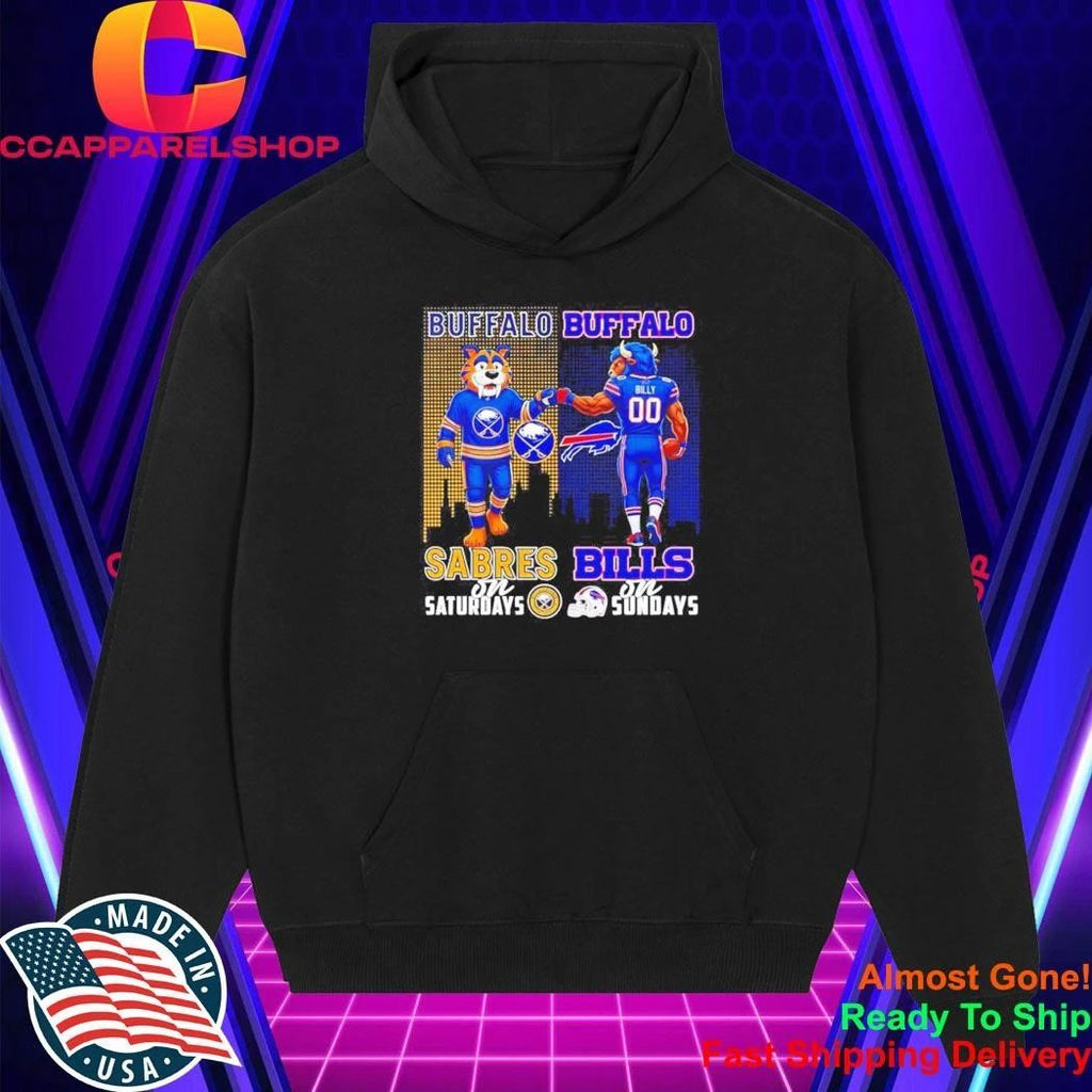 Buffalo Sabres Bills Mascots Fist Bump On Saturdays On Sundays Shirt