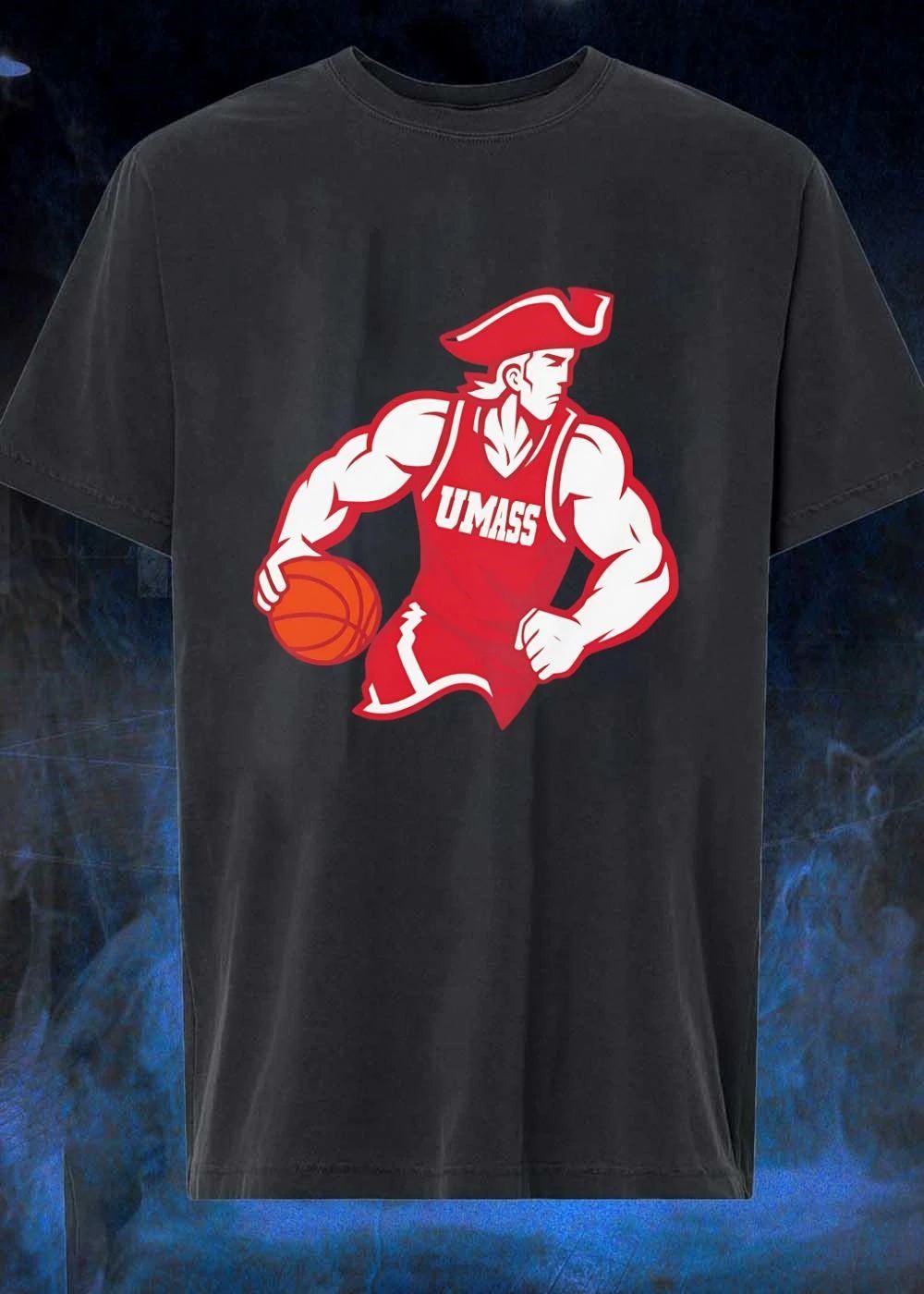 Minuteman Dribbling Ball UMass shirt